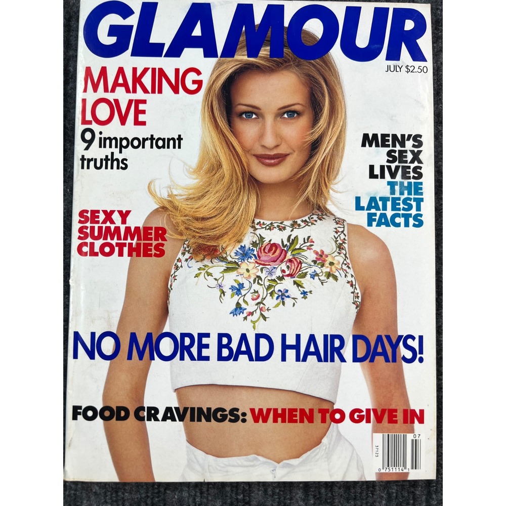 Vtg GLAMOUR Magazine July 1993 Karen Mulder Cover Vintage 90s Retro Fashion Ads